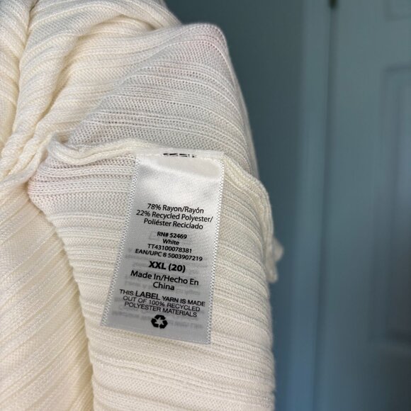 TIME AND TRU NEW Ribbed Turtleneck Womens XXL (20) White Long Sleeve - Picture 5 of 8